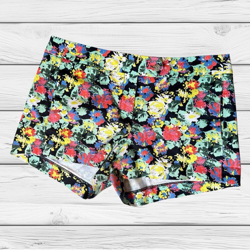 J Crew‎ Floral Chino Shorts Sz 6 Womens Multi Colored Coastal Outdoors Preppy